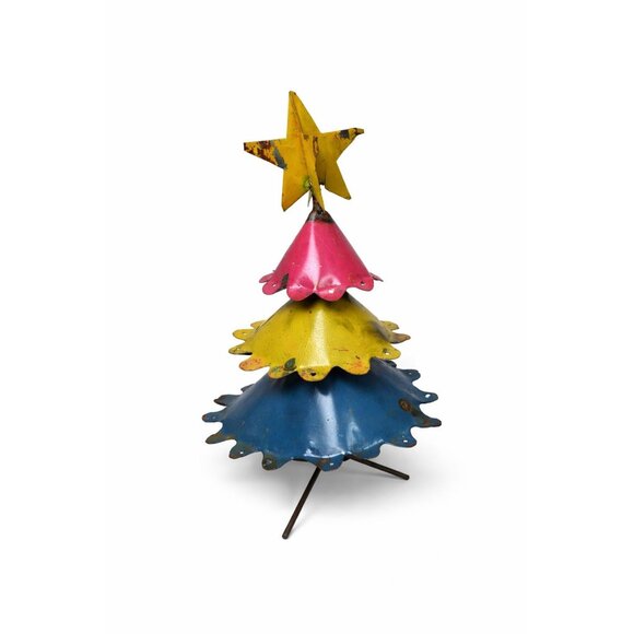 Handmade Mexican Folk Art Recycled Metal Rustic Christmas Trees - Picture 2 of 6
